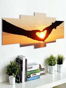 5 Miếng Dán Tường Họa Tiết Hoàng Hôn Nắm Tay Nhau Tình Yêu, PVC Tự Dính Chống Thấm Nước, Dùng Làm Miếng Dán Trang Trí Trong Phòng Khách Và Phòng Ngủ - Nhiều màu - Xem 1