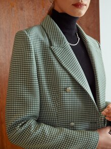 MOTF PREMIUM VISCOSE HOUNDSTOOTH FORMAL BLAZER - Green - View 3