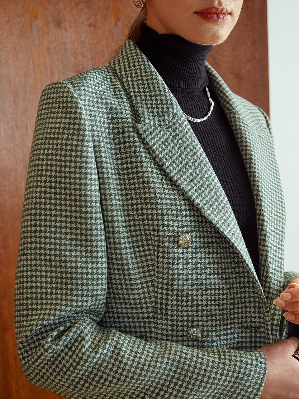 VISCOSE HOUNDSTOOTH FORMAL BLAZER