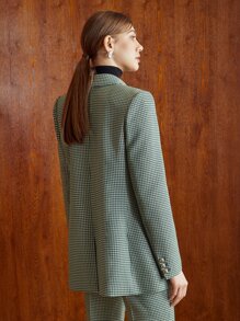 MOTF PREMIUM VISCOSE HOUNDSTOOTH FORMAL BLAZER - Green - View 9