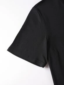 Manfinity Homme Men T-Shirts Fit Crew Neck Short Sleeve Slogan Tee Casual Faith Summer Knit Top - Black - View 5