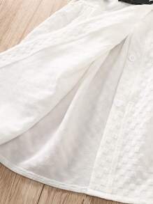 Niñitas Vestido con cinturón con botón delantero - Blanco - Ver 5