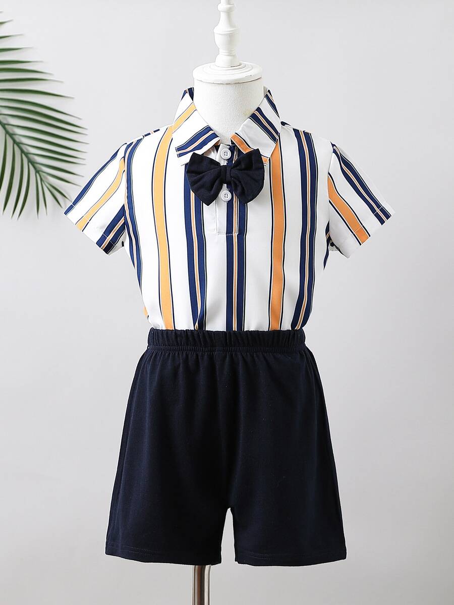 Toddler Boys Striped Bow Front Shirt & Shorts - Multicolor - View 1