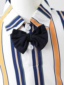 Toddler Boys Striped Bow Front Shirt & Shorts - Multicolor - View 3