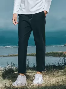 Men Solid Slant Pocket Pants