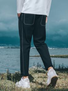 Men Solid Slant Pocket Pants