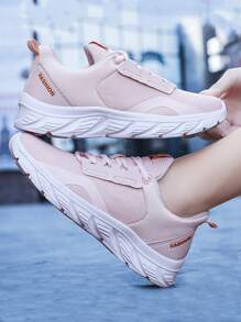 Letter Graphic Lace-up Front Running Shoes - Baby Pink - View 3