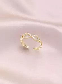 方晶鋯石無窮象徵裝飾開口戒指 - 金黃色 - 查看 1