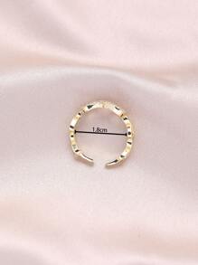 方晶鋯石無窮象徵裝飾開口戒指 - 金黃色 - 查看 3