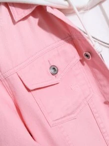 Manfinity Homme Men 1pc Flap Pocket Denim Jacket - Pink - View 5