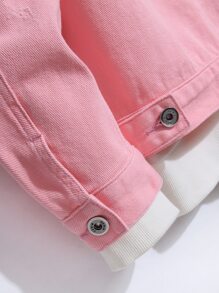Manfinity Homme Men 1pc Flap Pocket Denim Jacket - Pink - View 6