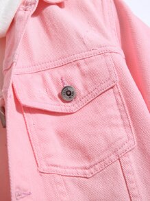 Manfinity Homme Men 1pc Flap Pocket Denim Jacket - Pink - View 7