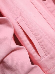 Manfinity Homme Men 1pc Flap Pocket Denim Jacket - Pink - View 8