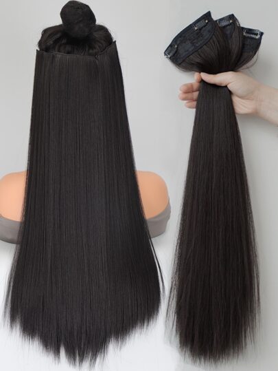 3pcs Clip In Long Straight Synthetic Hair Extension