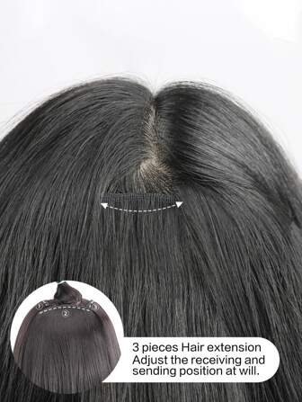 3st Clip In Långt rakt syntetiskt hårförlängning