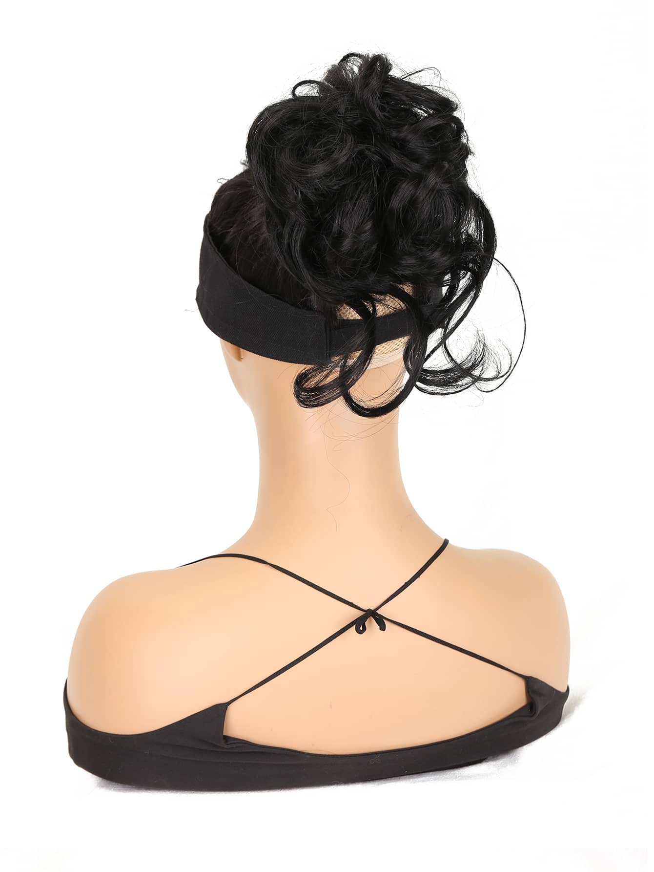 Short Curly Synthetic Hair Updo - Black - View 1