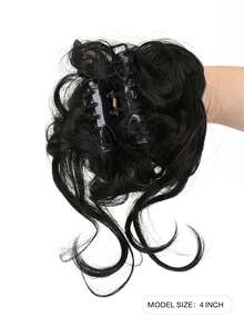 Short Curly Synthetic Hair Updo - Black - View 5