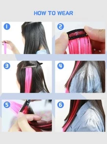 夾片長款直筒合成纖維接髮 - 拼色 - 查看 4