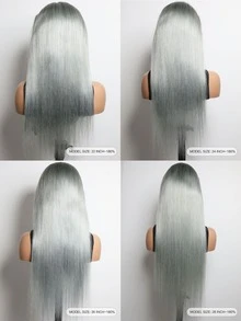 Transparent Lace Long Straight Wig 13 X 4 Lace Front Wig Remy Human Hair Wig With Baby Hair Wig Gray Color - Grey - View 6