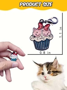 1 pieza Identificador para mascotas con diseño de gato de dibujos animados - Multicolor - Ver 3