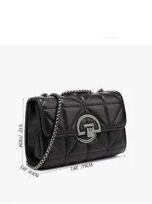 Fashion Chain Strap Women's Bag, Simple Embroidery Design, Atmosphere Shoulder Bag - Black - View 4