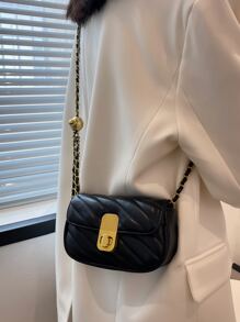Mini Twist Lock Quilted Flap Chain Square Bag, Bag For Women Elegant