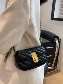 Mini Twist Lock Quilted Flap Chain Square Bag, Bag For Women Elegant