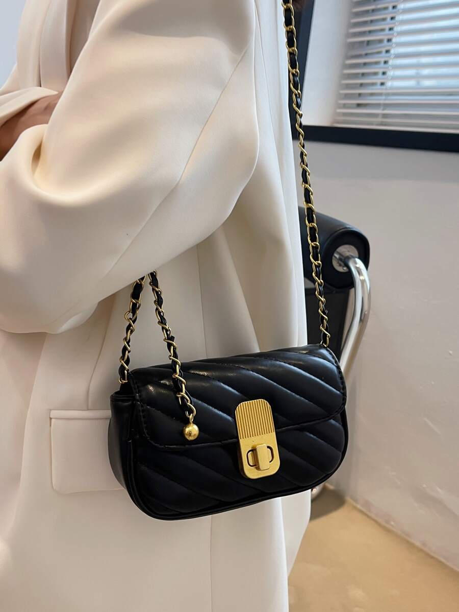 Mini Twist Lock Quilted Flap Chain Square Bag SHEIN USA