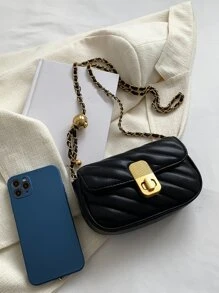 Mini Twist Lock Quilted Flap Chain Square Bag, Bag For Women Elegant