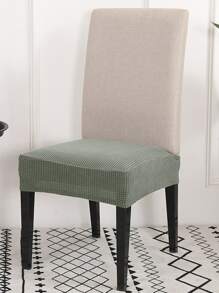 1pc Plain Stretchy Chair Seat Cover - Green - View 1