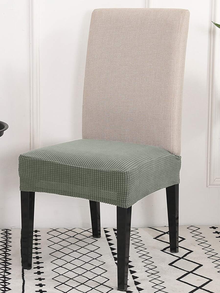 1pc Plain Stretchy Chair Seat Cover - Green - View 1