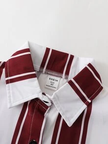 小男童條紋印花襯衫和短褲