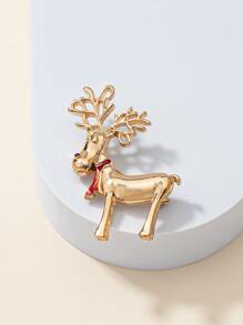 Christmas Elk Design Brooch - Multicolor - View 1