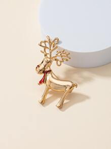 Christmas Elk Design Brooch - Multicolor - View 3