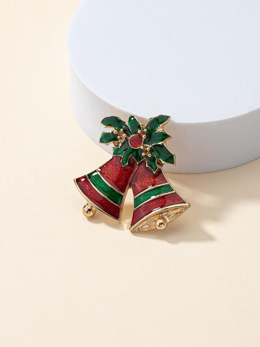 Christmas Bell Design Brooch - Multicolor - View 1