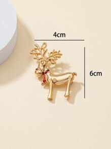 Christmas Elk Design Brooch - Multicolor - View 4