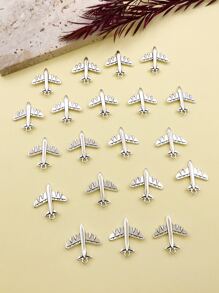 20pcs Alloy Airplane DIY Pendant - Silver - View 1
