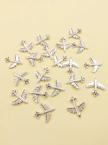 20pcs Alloy Airplane DIY Pendant - Silver - View 2