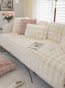 1pc Thick Plush Sofa Cushion Cover, All Season Non-Slip Sofa Slipcover, Dust-Proof And Washable, Pet Friendly Protective Cover, Adjustable For Corner Sofa, Bedroom, Office, Living Room 1/2/3/4 Seater