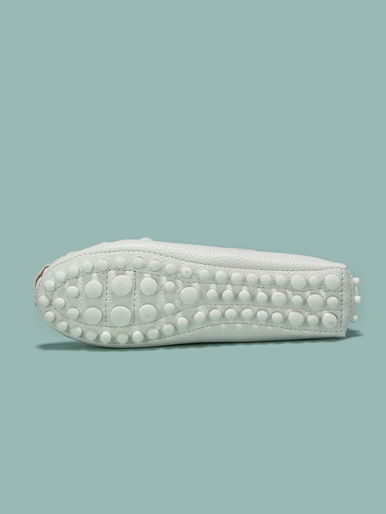 Mocassins Planos com Laço Branco para Mulheres, Outono/Inverno, Sapatos Planos de Bico Redondo Estilo Preppy para o Dia dos Namorados - Branco - Visão 4