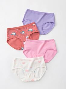女孩4入組卡通圖案內褲