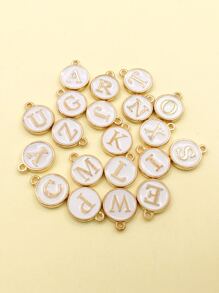 10pcs Alloy Letter Detail Round DIY Pendant - White - View 2