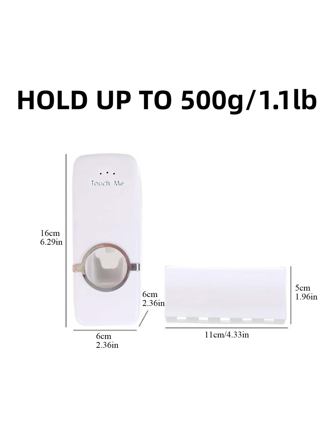 מחזיק מברשת שיניים 1 יחידה צמוד קיר ומסחטת משחת שיניים 1 יחידה - לבן - ראה 3