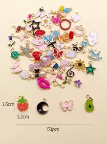 50pcs Alloy Key & Butterfly DIY Pendant