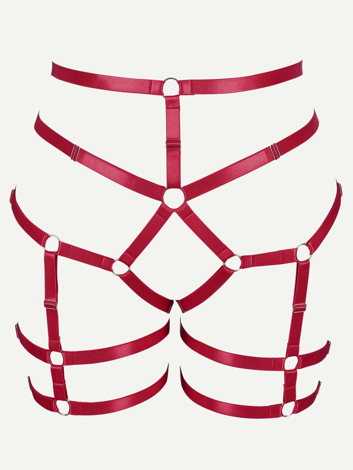 大碼環鏈吊帶襪 - 酒紅色 - 查看 1