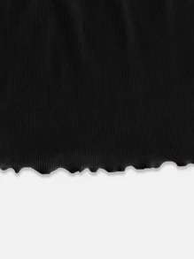 ROMWE Kawaii Áo hai dây Gân đan Hoạt hình Giải trí - màu đen - Xem 3