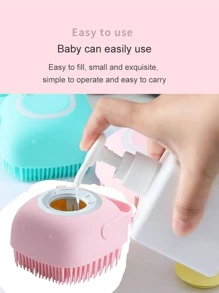 1pc Square Silicone Bath Brush Home Bathroom Decor Fall Decor Back To School - Pink - View 3