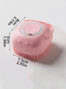 1pc Square Silicone Bath Brush Home Bathroom Decor Fall Decor Back To School - Pink - View 6