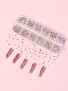 Transforma tus uñas con 1 pieza de decoración de uñas con decoración de piedras preciosas para mujeres y niñas - transparente - Ver 4