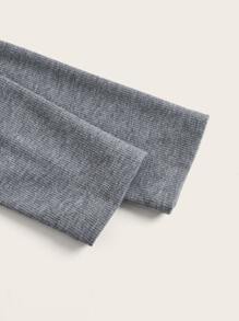 SHEIN ICON 兩色冷肩2合1春季t恤 - 灰色 - 查看 4